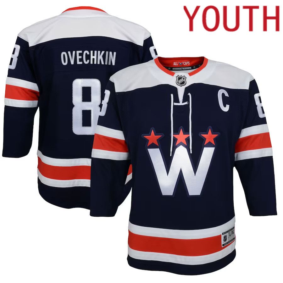 Youth Washington Capitals #8 Alexander Ovechkin Navy Alternate Premier Player NHL Jersey->youth nhl jersey->Youth Jersey